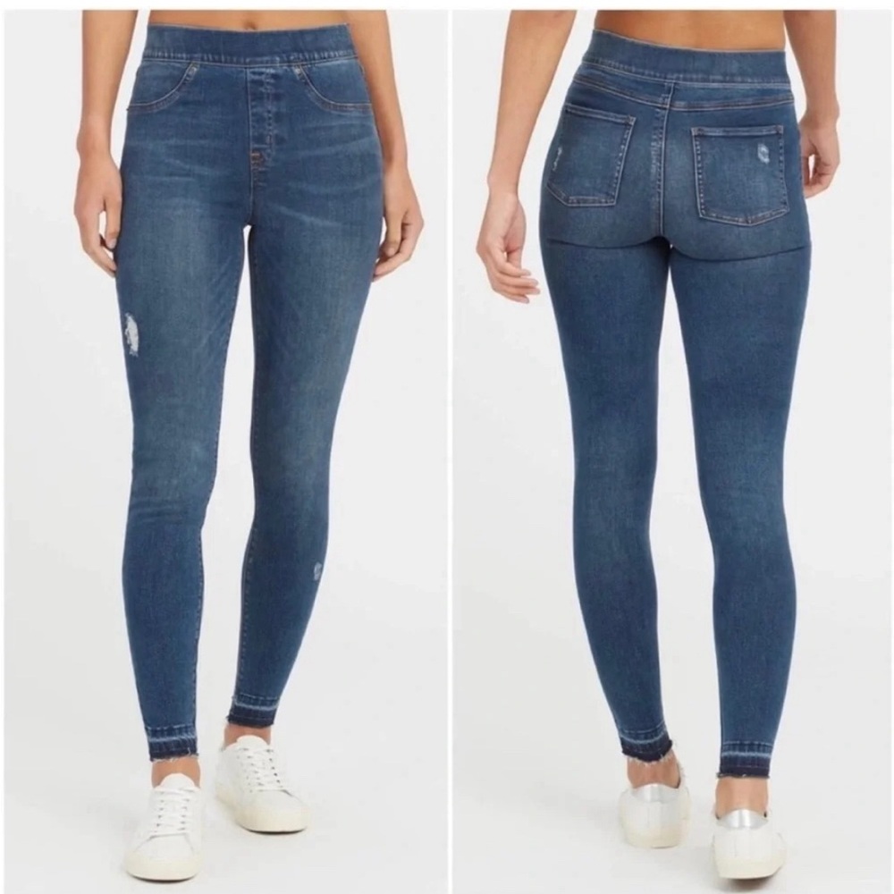 Spanx Med wash distressed skinny jeans NEW w tags L